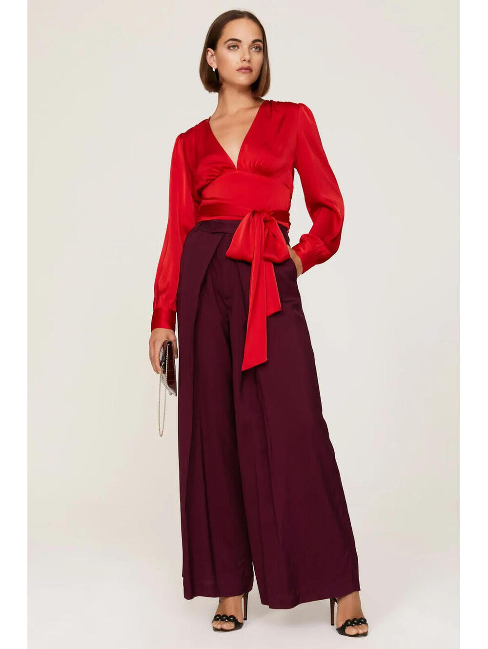Marissa Webb x RTR Tie Waist Satin Top Size 10